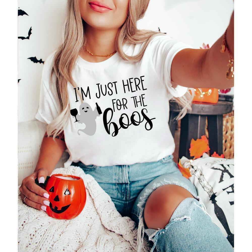 Im Just Here For The Boos Halloween Fall Retro T-Shirt